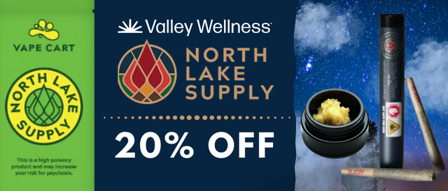 Cannabis Promo, Cannabis Sales, Cannabis Discounts, Cannabis on Sale, 20% off North Lake Supply