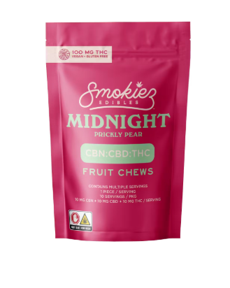 Smokiez Sweet Midnight Prickly Pear 1:1:1 CBN:CBD:THC Fruit Chews 10mg | 10pk