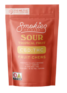 Smokiez Sour Tropical Fruit 1:1 THC:CBD Fruit Chews 10mg | 10pk