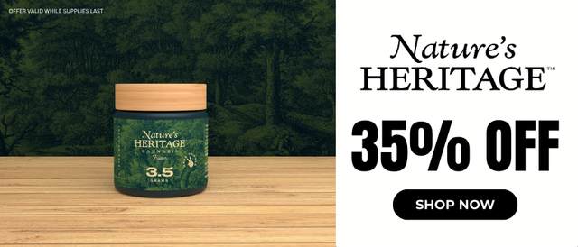 Cannabis Promo, Cannabis Sales, Cannabis Discounts, Cannabis on Sale, Nature's Heritage: 35% Off