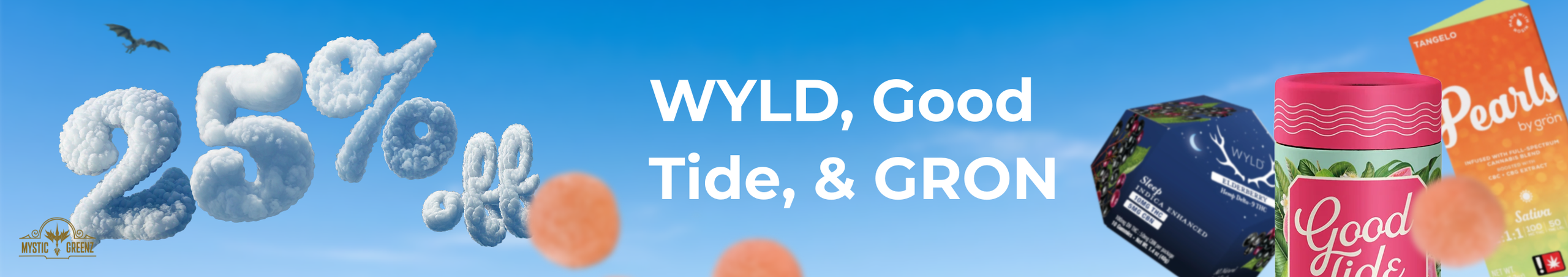 Cannabis Promo, Cannabis Sales, Cannabis Discounts, Cannabis on Sale, WYLD,Good Tide, & GRON 25% Off