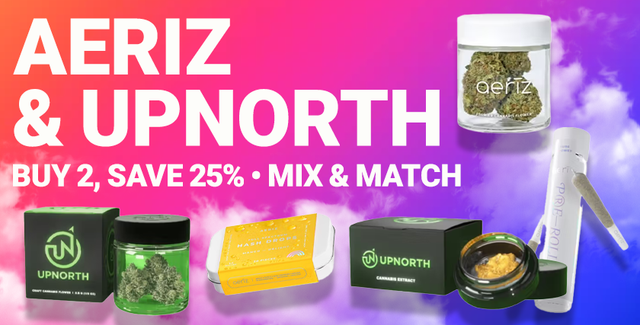 Cannabis Promo, Cannabis Sales, Cannabis Discounts, Cannabis on Sale, Aeriz + UpNorth - Buy 2, Save 25%