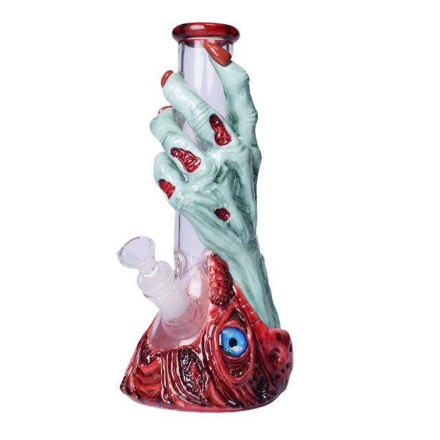 10" Clay Zombie Hand Beaker Water Pipe