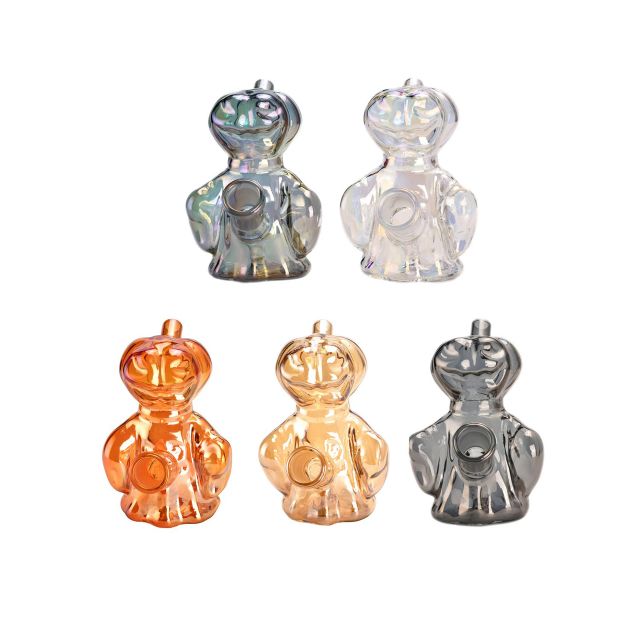 4" Assorted Electro Plated Pumpkin Man Water Generic Glass