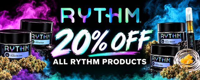 Cannabis Promo, Cannabis Sales, Cannabis Discounts, Cannabis on Sale, 20% Off All Rythm Products