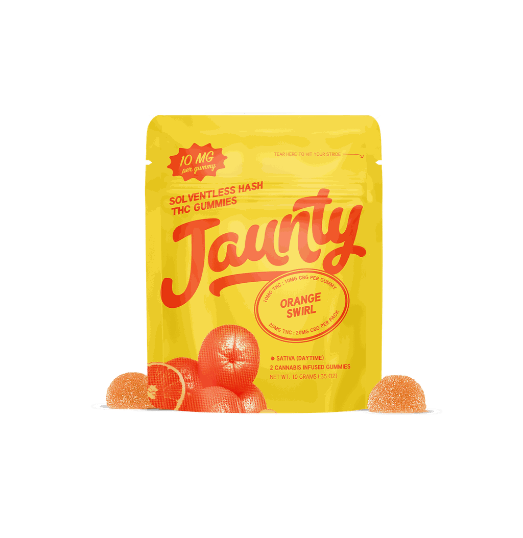 Jaunty Orange Swirl 10mg THC : 10mg CBG Hash Infused