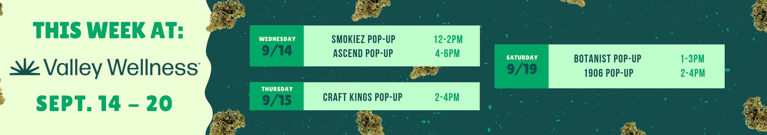 Cannabis Promo, Cannabis Sales, Cannabis Discounts, Cannabis on Sale, This Week, 9/14-9/20