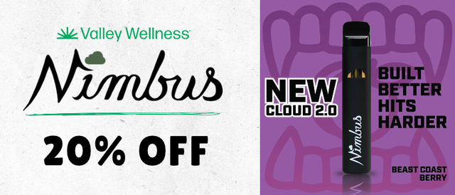 Cannabis Promo, Cannabis Sales, Cannabis Discounts, Cannabis on Sale, 20% Off Nimbus Vapes!