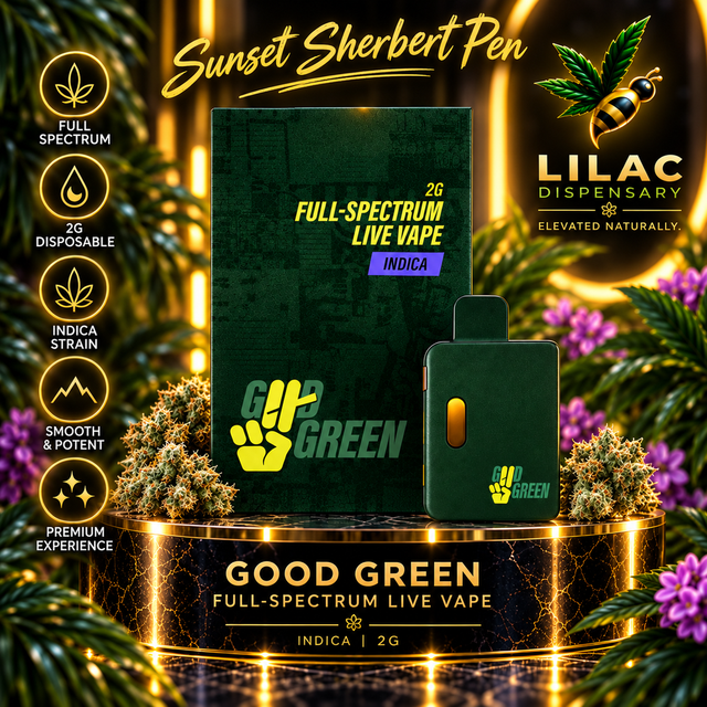 Sunset Sherbert Pen (Full Spectrum Live Vape) 2000mg Good Green