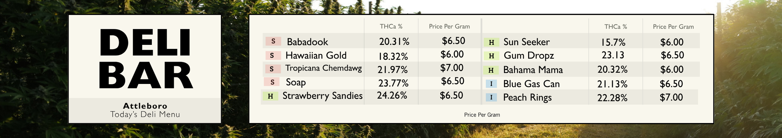 Cannabis Promo, Cannabis Sales, Cannabis Discounts, Cannabis on Sale, Deli Banner