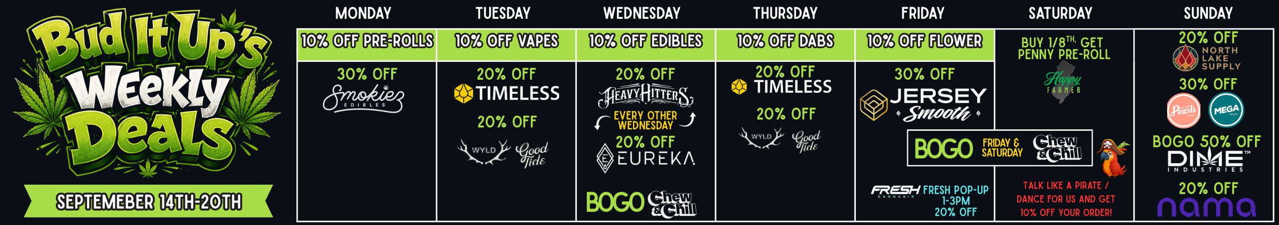 Cannabis Promo, Cannabis Sales, Cannabis Discounts, Cannabis on Sale, WEEKLY DEALS 