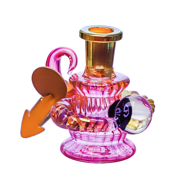 Pink And Gold-Fumed Ash Catcher Cheech Glass