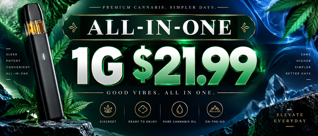 Cannabis Promo, Cannabis Sales, Cannabis Discounts, Cannabis on Sale, Select All-In-One Vape | Only $21.99
