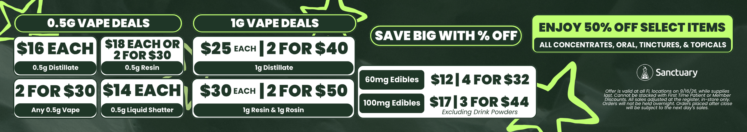 Cannabis Promo, Cannabis Sales, Cannabis Offers, Cannabis on Sale, Daily 3