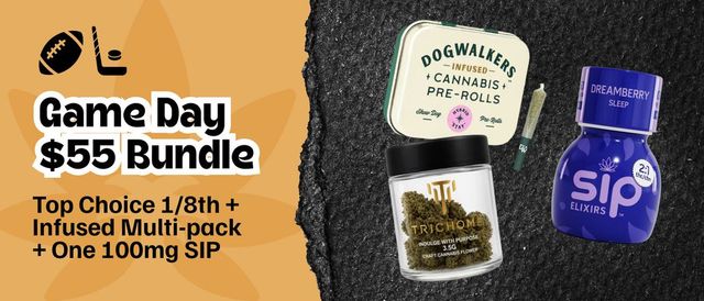 Cannabis Promo, Cannabis Sales, Cannabis Discounts, Cannabis on Sale, $55 Home Game Day Bundle