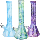Marbled Glass Beaker Water Pipe Colors Vary