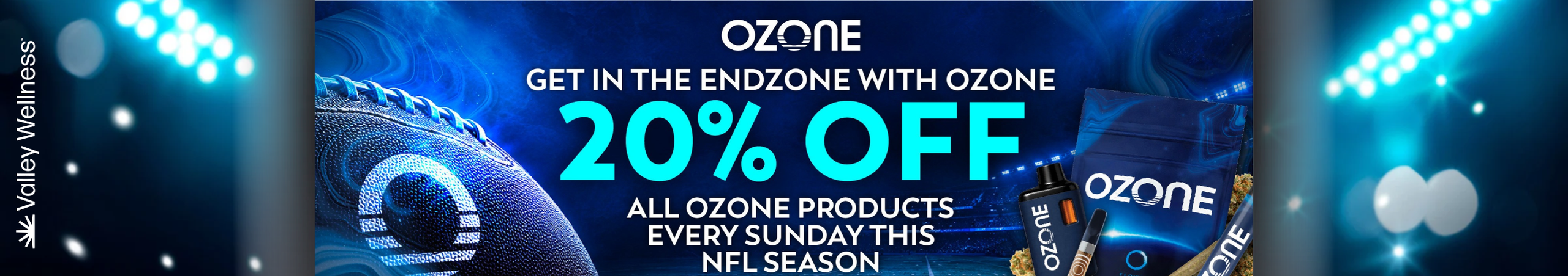 Cannabis Promo, Cannabis Sales, Cannabis Discounts, Cannabis on Sale, 20% off 'In the End Zone' with Ozone