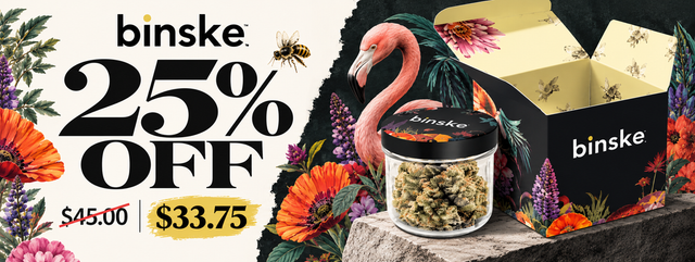 Cannabis Promo, Cannabis Sales, Cannabis Discounts, Cannabis on Sale, 25% Off Binske 3.5g