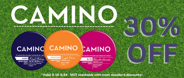 Cannabis Promo, Cannabis Sales, Cannabis Discounts, Cannabis on Sale, 30% Off Camino