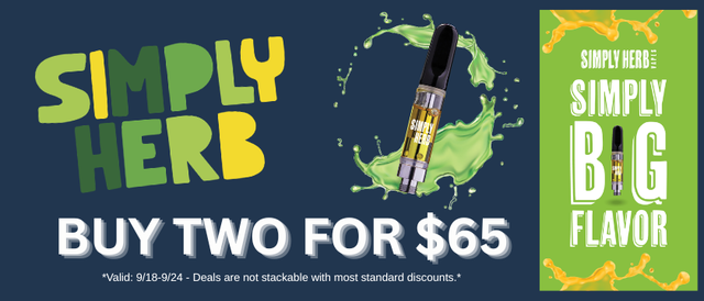 Cannabis Promo, Cannabis Sales, Cannabis Discounts, Cannabis on Sale, Simply Herb Vapes 2 for 65