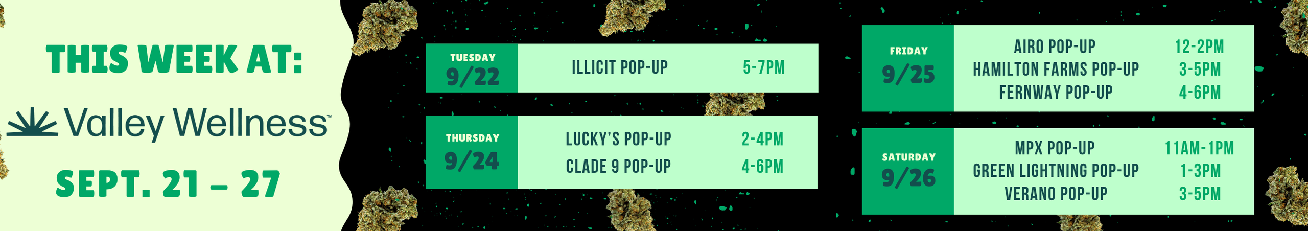 Cannabis Promo, Cannabis Sales, Cannabis Discounts, Cannabis on Sale, This Week, 9/21-9/27