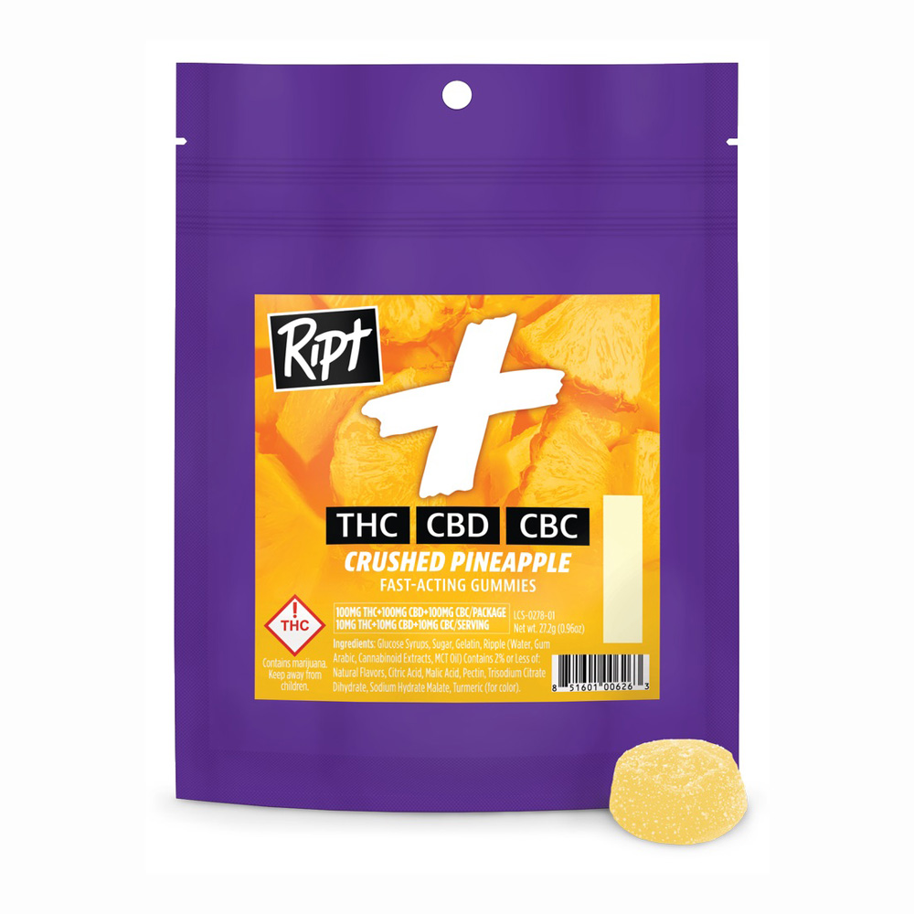Ripple Ript Plus Gummies | Crushed Pineapple 100mg Rec