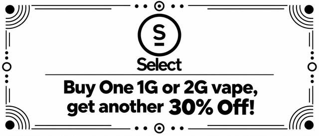 Cannabis Promo, Cannabis Sales, Cannabis Discounts, Cannabis on Sale, Select BOGO 30%