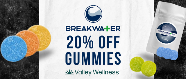 Cannabis Promo, Cannabis Sales, Cannabis Discounts, Cannabis on Sale, 20% Off Breakwater Gummies!
