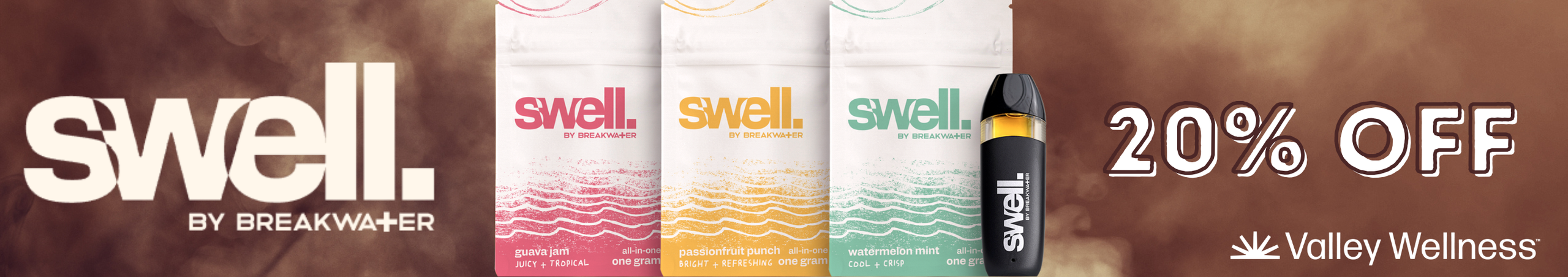 Cannabis Promo, Cannabis Sales, Cannabis Discounts, Cannabis on Sale, 20% Off Swell By Breakwater!