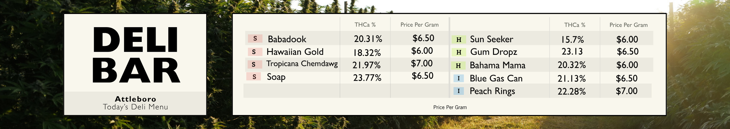 Cannabis Promo, Cannabis Sales, Cannabis Discounts, Cannabis on Sale, Deli Banner