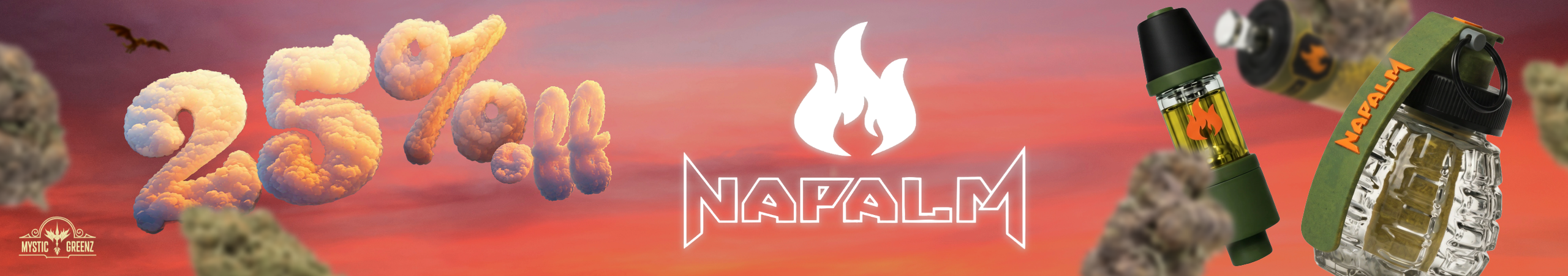 Cannabis Promo, Cannabis Sales, Cannabis Discounts, Cannabis on Sale, Napalm 25% Off