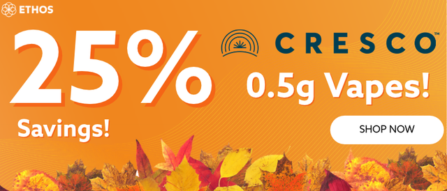 Cannabis Promo, Cannabis Sales, Cannabis Discounts, Cannabis on Sale, 25% OFF Cresco LLR 0.5g Vapes! *NOT Stackable