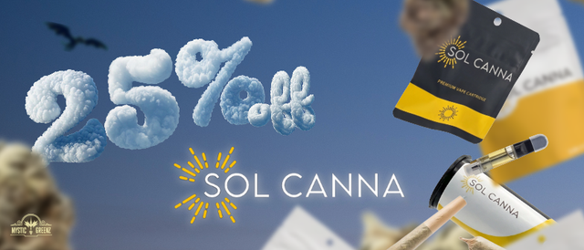 Cannabis Promo, Cannabis Sales, Cannabis Discounts, Cannabis on Sale, Sol Canna 25% Off