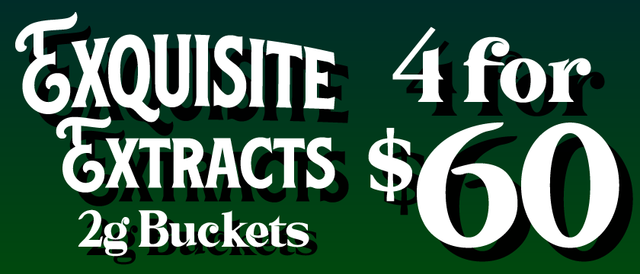 Cannabis Promo, Cannabis Sales, Cannabis Discounts, Cannabis on Sale, Exquisite Extracts 2G Buckets — 4/$60
