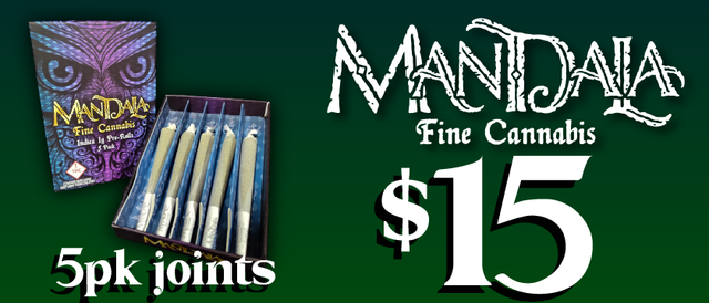 Cannabis Promo, Cannabis Sales, Cannabis Discounts, Cannabis on Sale, Mandala 5 pk Joints — $15