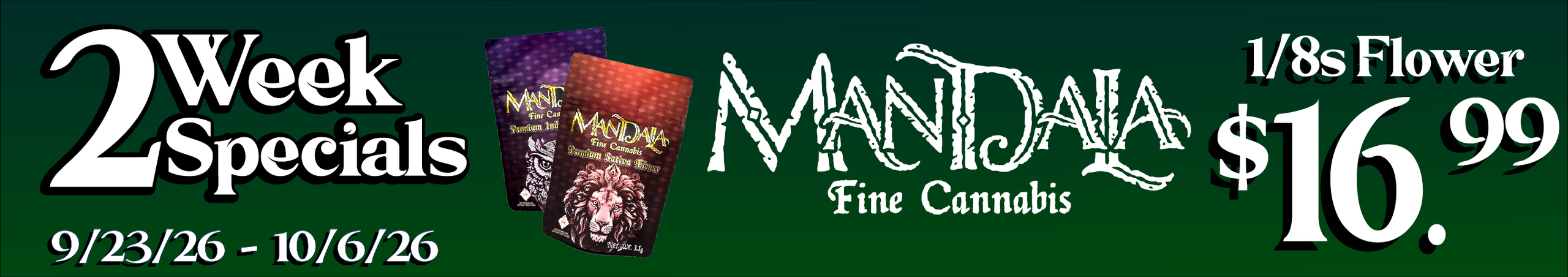 Cannabis Promo, Cannabis Sales, Cannabis Discounts, Cannabis on Sale, Mandala 1/8ths — $16.99