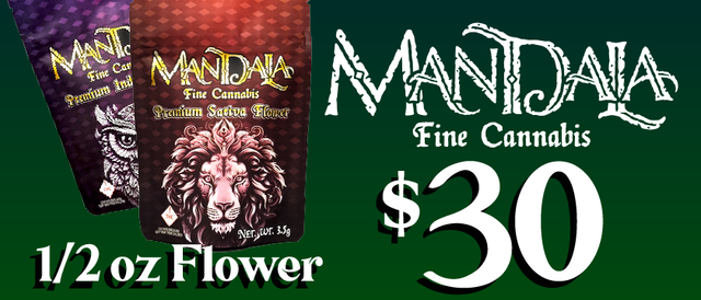 Cannabis Promo, Cannabis Sales, Cannabis Discounts, Cannabis on Sale, Mandala 1/2 oz prepack flower — $30
