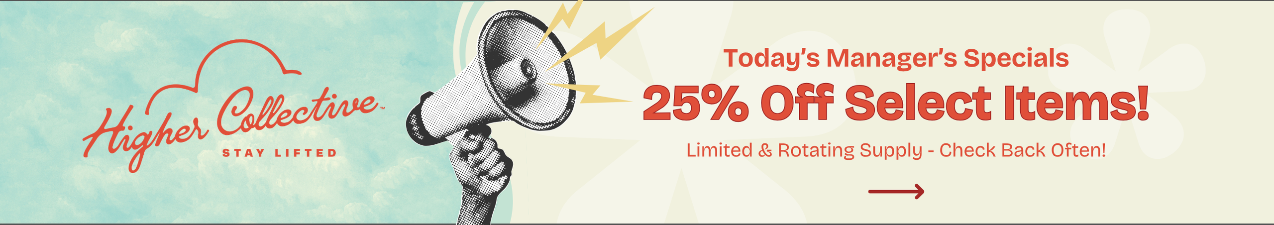 Cannabis Promo, Cannabis Sales, Cannabis Discounts, Cannabis on Sale, 25% Off Manager's Specials