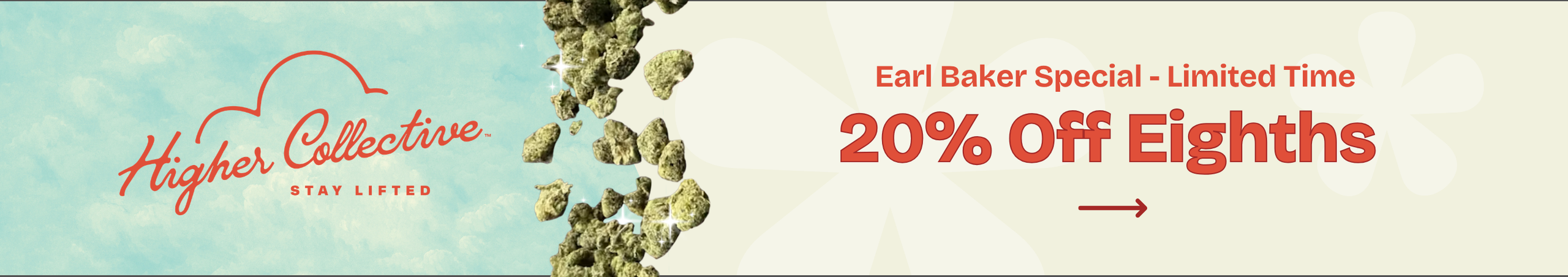 Cannabis Promo, Cannabis Sales, Cannabis Discounts, Cannabis on Sale, 20% off Earl Baker 3.5g