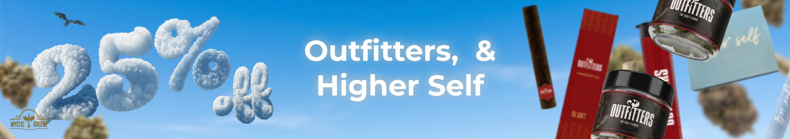 Cannabis Promo, Cannabis Sales, Cannabis Discounts, Cannabis on Sale, Outfitters, Higher Self, & Higher Self 25% Off