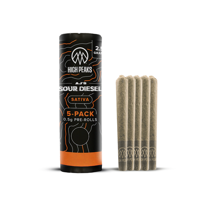 AJ Sour Diesel 5 Pack .5g Pre-Rolls High Peaks