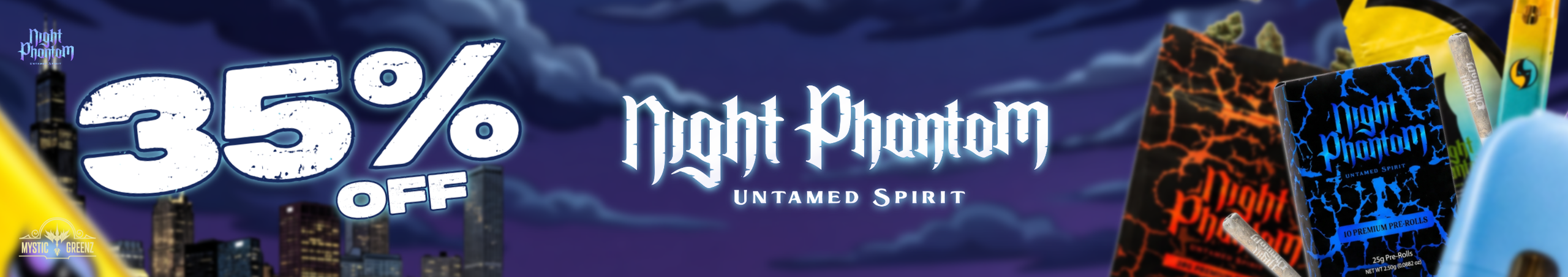 Cannabis Promo, Cannabis Sales, Cannabis Discounts, Cannabis on Sale, Night Phantom 35% Off