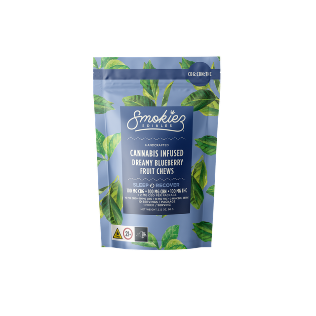 Dreamy Blueberry Fruit Chews 100mg Smokiez