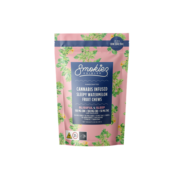 Sleepy Watermelon Fruit Chews 100mg Smokiez