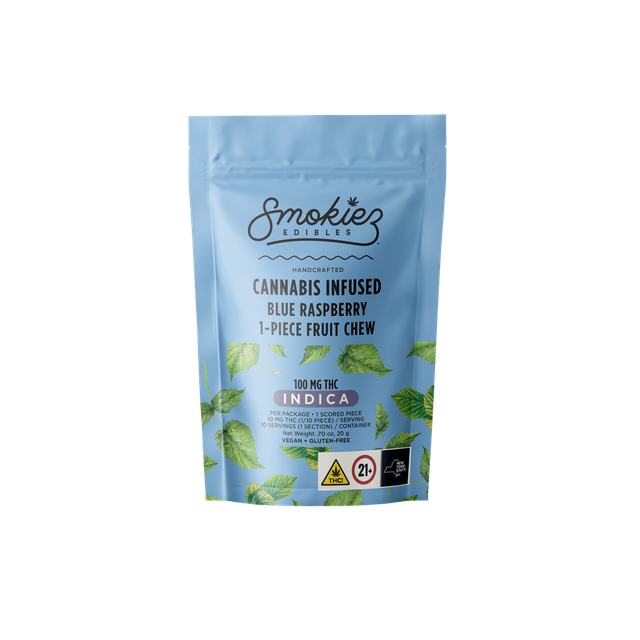 Blue Raspberry 1-Piece  Fruit Chew 100mg Smokiez