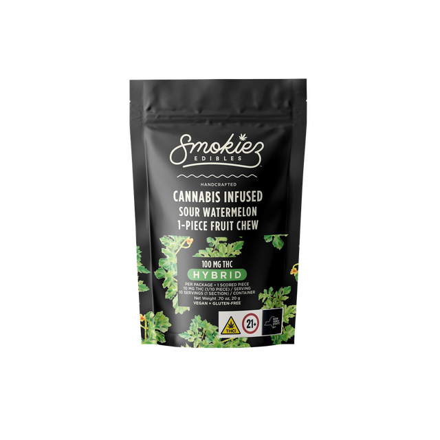 Sour Watermelon 1-Piece  Fruit Chew 100mg Smokiez