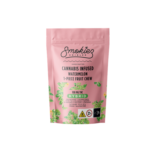 Watermelon 1-Piece  Fruit Chew 100mg Smokiez