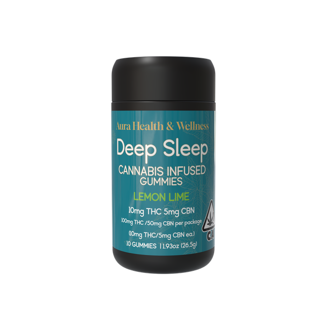 Deep Sleep Lemon Lime 2:1 THC:CBN 10 Pack Gummies Aura