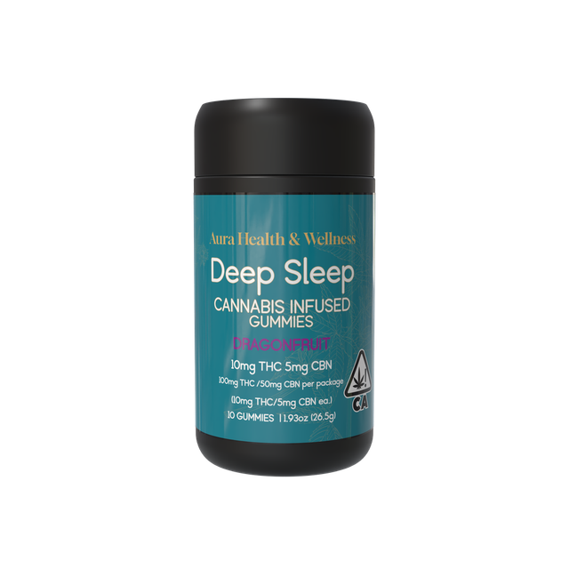 Deep Sleep Dragon Fruit 2:1 THC:CBN 10 Pack Gummies Aura