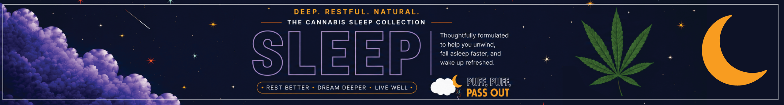 Cannabis Promo, Cannabis Sales, Cannabis Discounts, Cannabis on Sale, Sleep Series